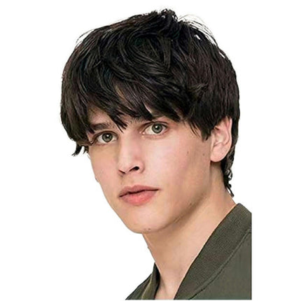 Wigs with Hair Bangs for Men,Short Curly Men Wig for Male Guy Natural Synthetic Hair Wigs