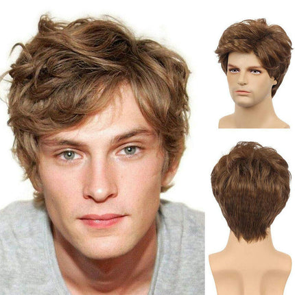 Wigs for Men Short Wavy Wig Men Synthetic Wig Natural Hair Wig Daily Wear Curly Hair Wig