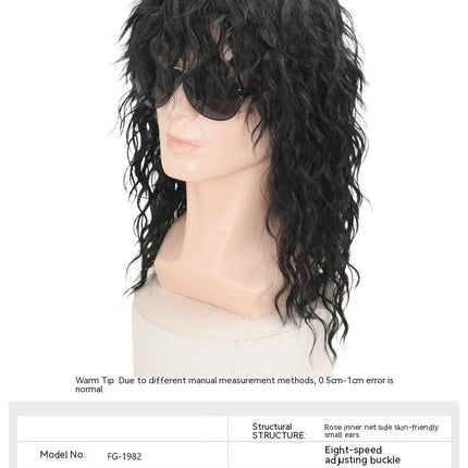 Synthetic Hair Wigs Wigs with Bangs for Men 70s 80s Costumes Rocking Wig Punk Wig Curly Wig