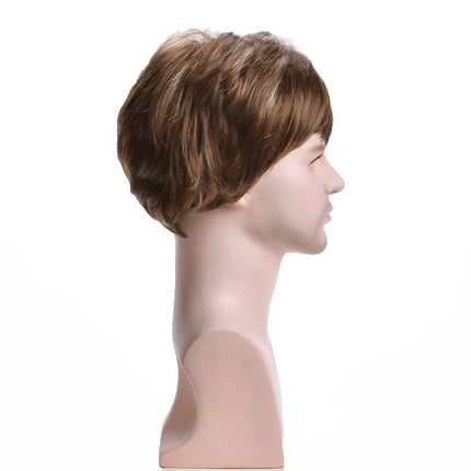 Short Straight Synthetic Wigs with Bangs for Men Short Men's Wigs Natural Heat Resistant Synthetic Hair