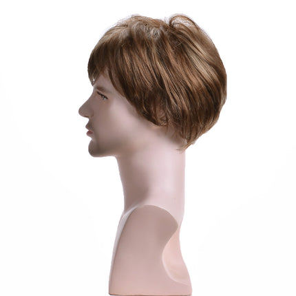 Short Straight Synthetic Wigs with Bangs for Men Short Men's Wigs Natural Heat Resistant Synthetic Hair