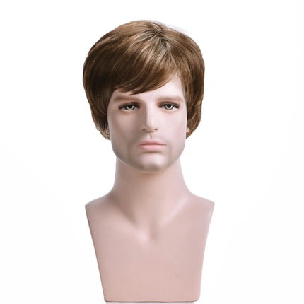 Short Straight Synthetic Wigs with Bangs for Men Short Men's Wigs Natural Heat Resistant Synthetic Hair