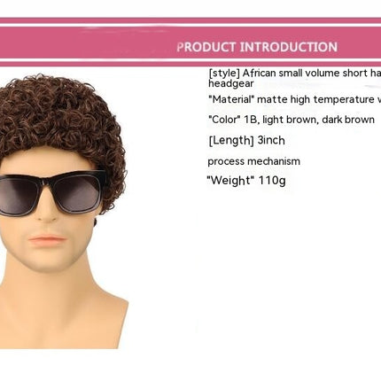 Afro Wig for Men, Curly Hair Wigs with Bangs,Short Curly Wig For Wig Perfect for Men's