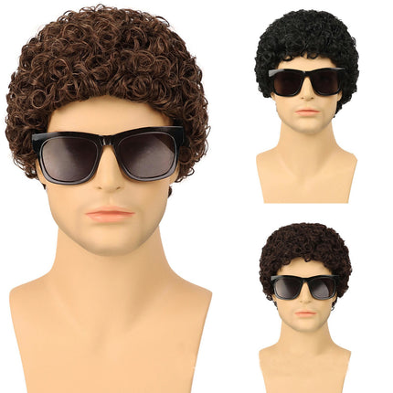 Afro Wig for Men, Curly Hair Wigs with Bangs,Short Curly Wig For Wig Perfect for Men's