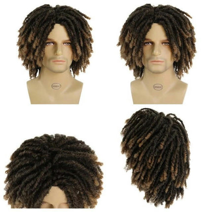 Short Dreadlock Wig for Men Synthetic Curly Full Wig for daily,Men's Wigs Natural Synthetic Hair