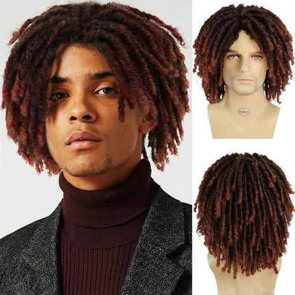 Short Dreadlock Wig for Men Synthetic Curly Full Wig for daily,Men's Wigs Natural Synthetic Hair