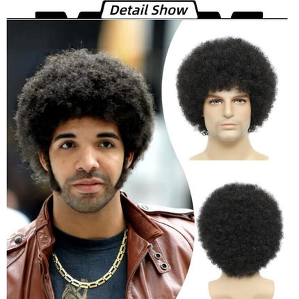 Afro Wigs For Black Men Short Afro Curly Wigs Men African Wig Synthetic Wig Fluffy Wig