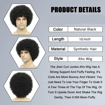 Afro Wigs For Black Men Short Afro Curly Wigs Men African Wig Synthetic Wig Fluffy Wig