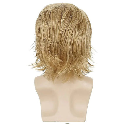 Wig Men's Short Curly Hair With Side Bangs Short Synthetic Wigs with Bangs for Men Natural Wig