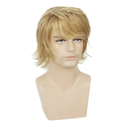 Wig Men's Short Curly Hair With Side Bangs Short Synthetic Wigs with Bangs for Men Natural Wig