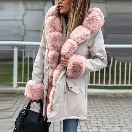 Women's Winter Coat with Faux Fur Hood Thicken Warm Casual Parka Jacket