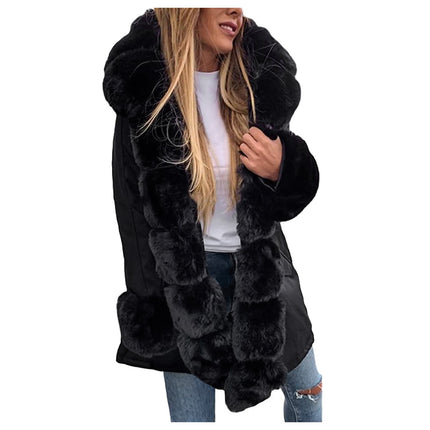 Women's Winter Coat with Faux Fur Hood Thicken Warm Casual Parka Jacket