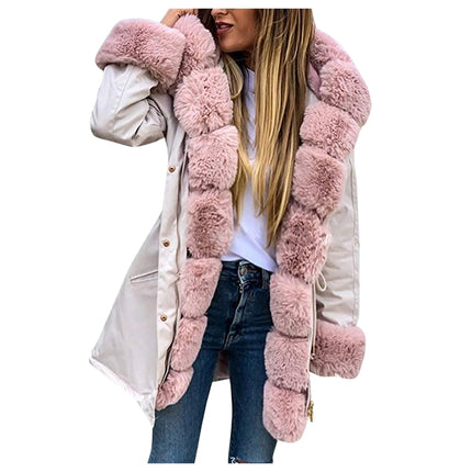 Women's Winter Coat with Faux Fur Hood Thicken Warm Casual Parka Jacket