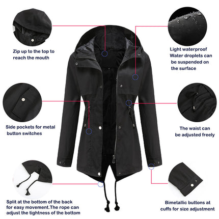 Women's Lightweight Hooded Waterproof Active Outdoor Rain Jacket Model A