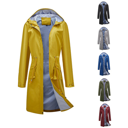 Women's Rain Jackets Waterproof with Hood Raincoat Long Windbreaker Lined Coats