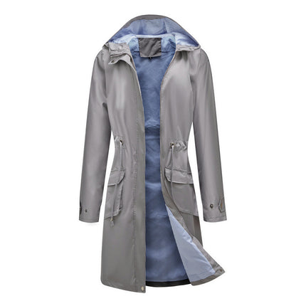 Women's Rain Jackets Waterproof with Hood Raincoat Long Windbreaker Lined Coats