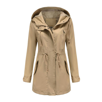 Women's Cotton Windbreaker Parka Jacket with Hood Pocket