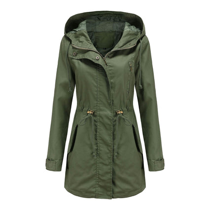 Women's Cotton Windbreaker Parka Jacket with Hood Pocket