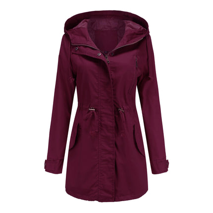 Women's Cotton Windbreaker Parka Jacket with Hood Pocket