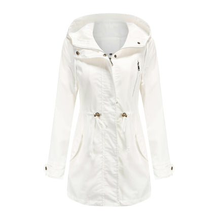 Women's Cotton Windbreaker Parka Jacket with Hood Pocket