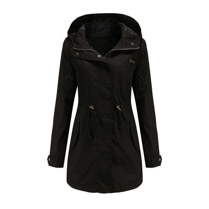 Women's Cotton Windbreaker Parka Jacket with Hood Pocket