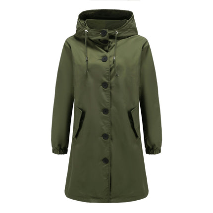 Women Waterproof Outdoor Lined Rain Jacket Lightweight Hooded Jackets Trench Coats