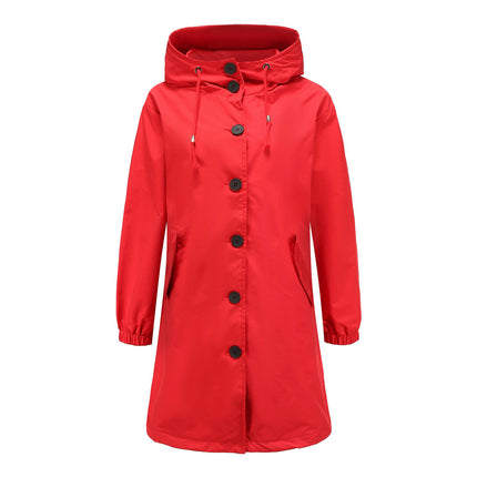 Women Waterproof Outdoor Lined Rain Jacket Lightweight Hooded Jackets Trench Coats