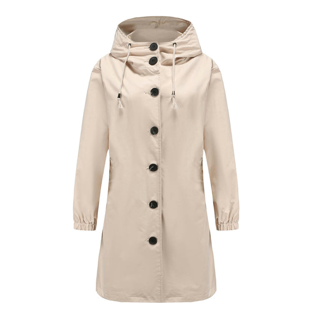 Women Waterproof Outdoor Lined Rain Jacket Lightweight Hooded Jackets Trench Coats