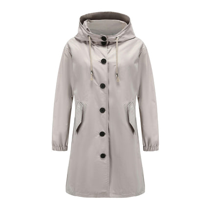 Women Waterproof Outdoor Lined Rain Jacket Lightweight Hooded Jackets Trench Coats