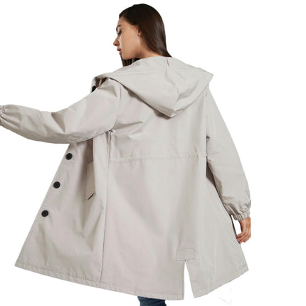 Women Waterproof Outdoor Lined Rain Jacket Lightweight Hooded Jackets Trench Coats