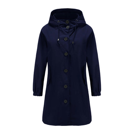 Women Waterproof Outdoor Lined Rain Jacket Lightweight Hooded Jackets Trench Coats