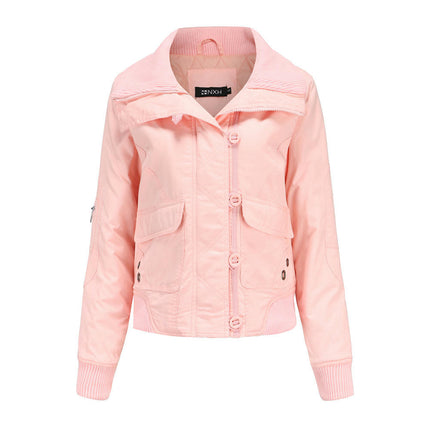 Women's Anorak Jacket Zip Up Button Coat Outwear with Pockets