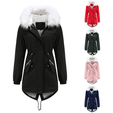 Women's Winter Coats Fleece Lined Parka Jacket Hooded Long Warm Parka Coat with Pockets