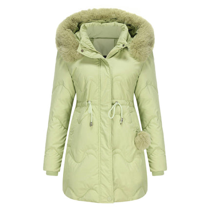 Women's Puffer Jacket Warm Hooded Winter Puffy Jacket with Faux-Fur Trim and Collar