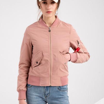 Women's Quilted Lined Jackets Zip Up Fall Winter Bomber Jacket Coat With Pockets