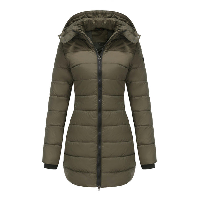 Women Puffer Jacket Winter Warm Quilted Hooded Coat with Pockets