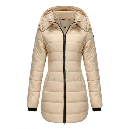 Women Puffer Jacket Winter Warm Quilted Hooded Coat with Pockets