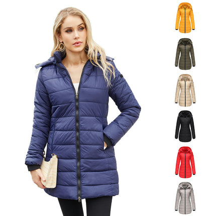 Women Puffer Jacket Winter Warm Quilted Hooded Coat with Pockets