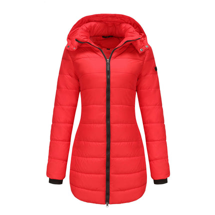 Women Puffer Jacket Winter Warm Quilted Hooded Coat with Pockets