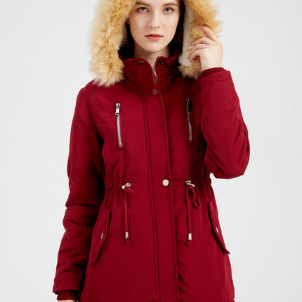 Women's Winter Thicken Coat Warm Fleece Lined Parka Jacket with Hood