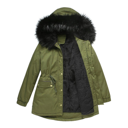 Women's Winter Coat Warm Fleece Lined Thicken Parka Jacket with Hood