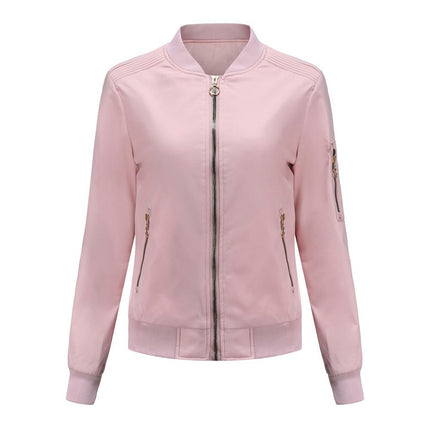 Women's Jacket Lightweight Bomber Jackets Pockets Windbreaker Zip-up Casual Outwear