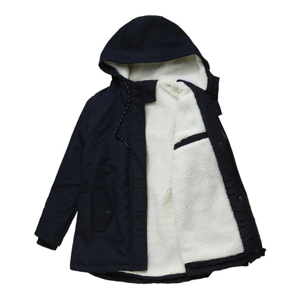 Women's Winter Warm Coats Fleece Lined Parka Jacket Hooded Parka Coat with Pockets