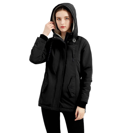 Women's Winter Warm Coats Fleece Lined Parka Jacket Hooded Parka Coat with Pockets