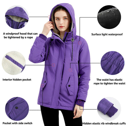 Women's Winter Warm Coats Fleece Lined Parka Jacket Hooded Parka Coat with Pockets