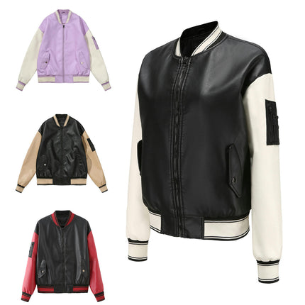 Women's Baseball Bomber Jacket Vintage Sweatshirt Casual Coats Jacket