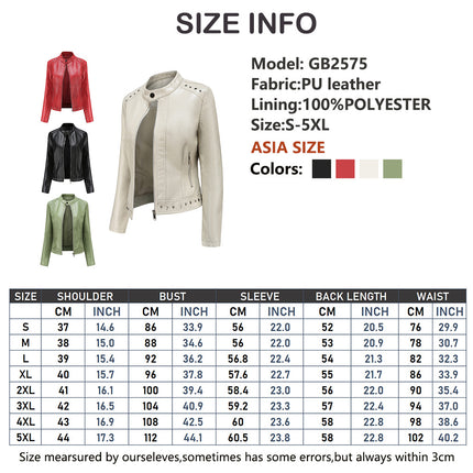 Women's Faux Leather Long Sleeve Jackets Moto Outwear Slim Coats