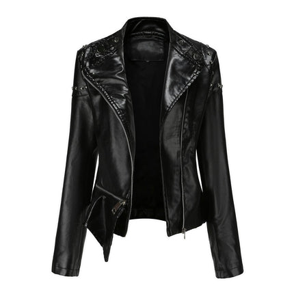 Women's Faux Leather Jacket Casual Lightweight Outerwear Short Coats