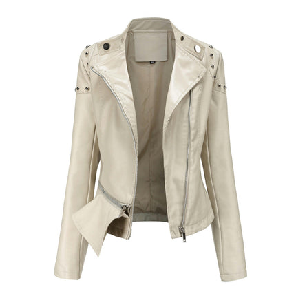 Women's Faux Leather Jacket Casual Lightweight Outerwear Short Coats