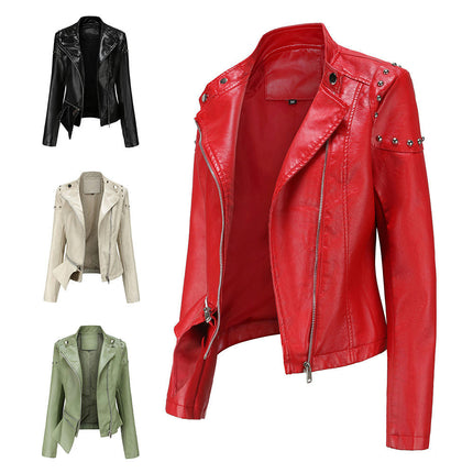 Women's Faux Leather Jacket Casual Lightweight Outerwear Short Coats